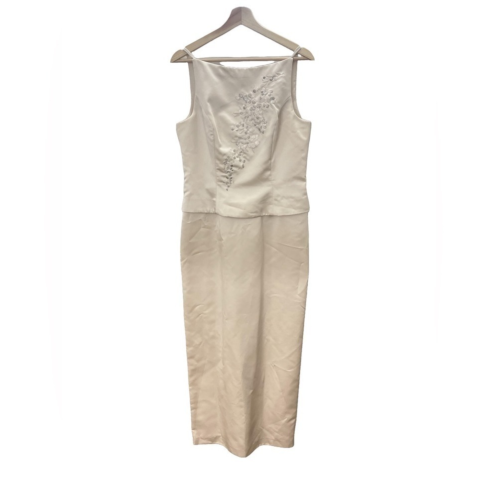 Michaelangelo Cream Maxi Dress with Beaded Detail